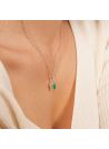 Pendentif "Emera" Or Blanc Diamant et Emeraude