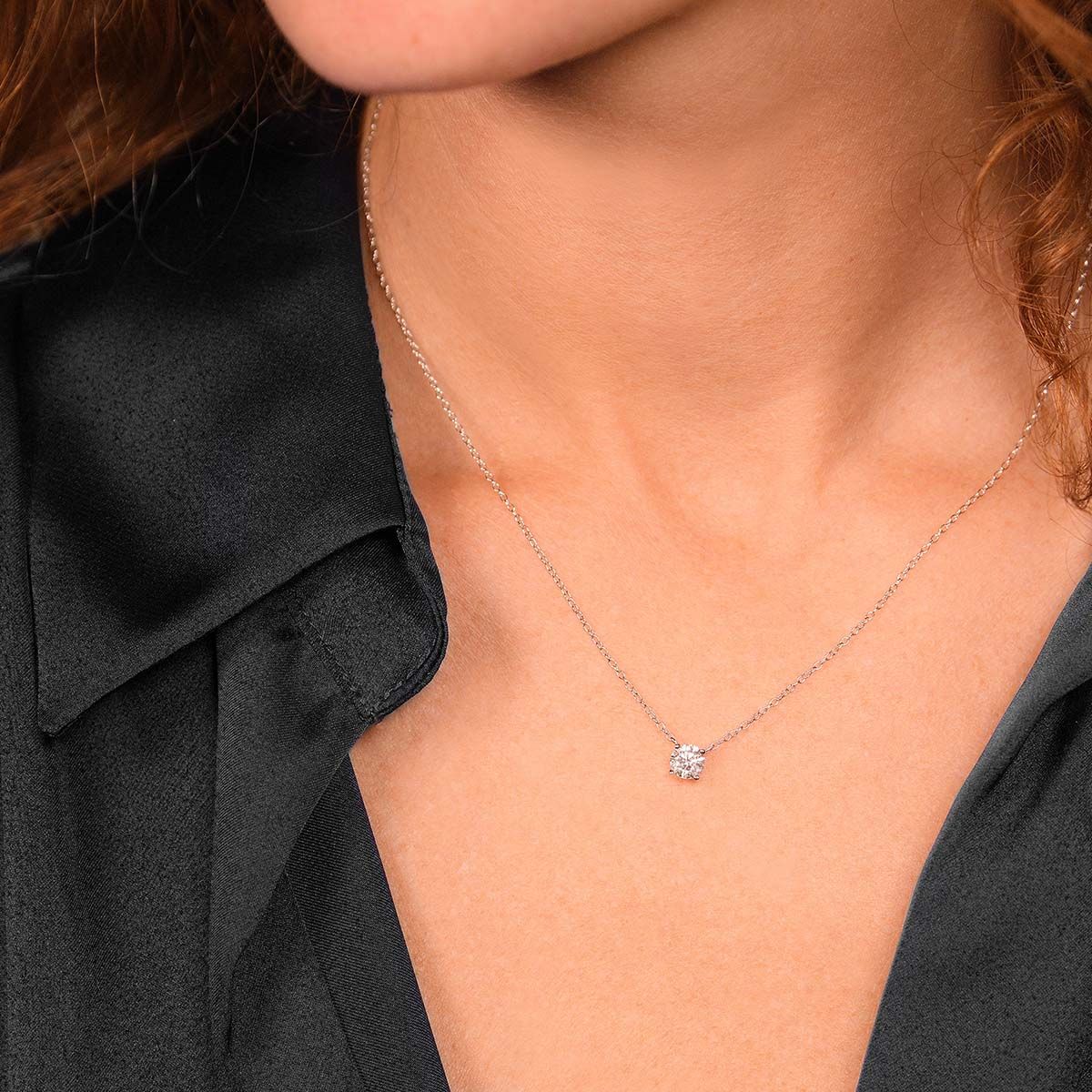 Collier Or Blanc et Diamant Collier "Attachement Sacré" Or blanc et Diamant