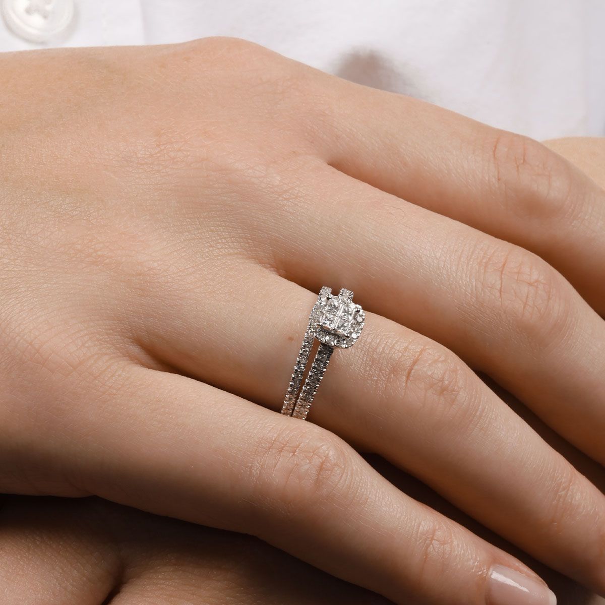 Bague "Brillant Duo" Or blanc et Diamants Bague "Affective" Or blanc et Diamant
