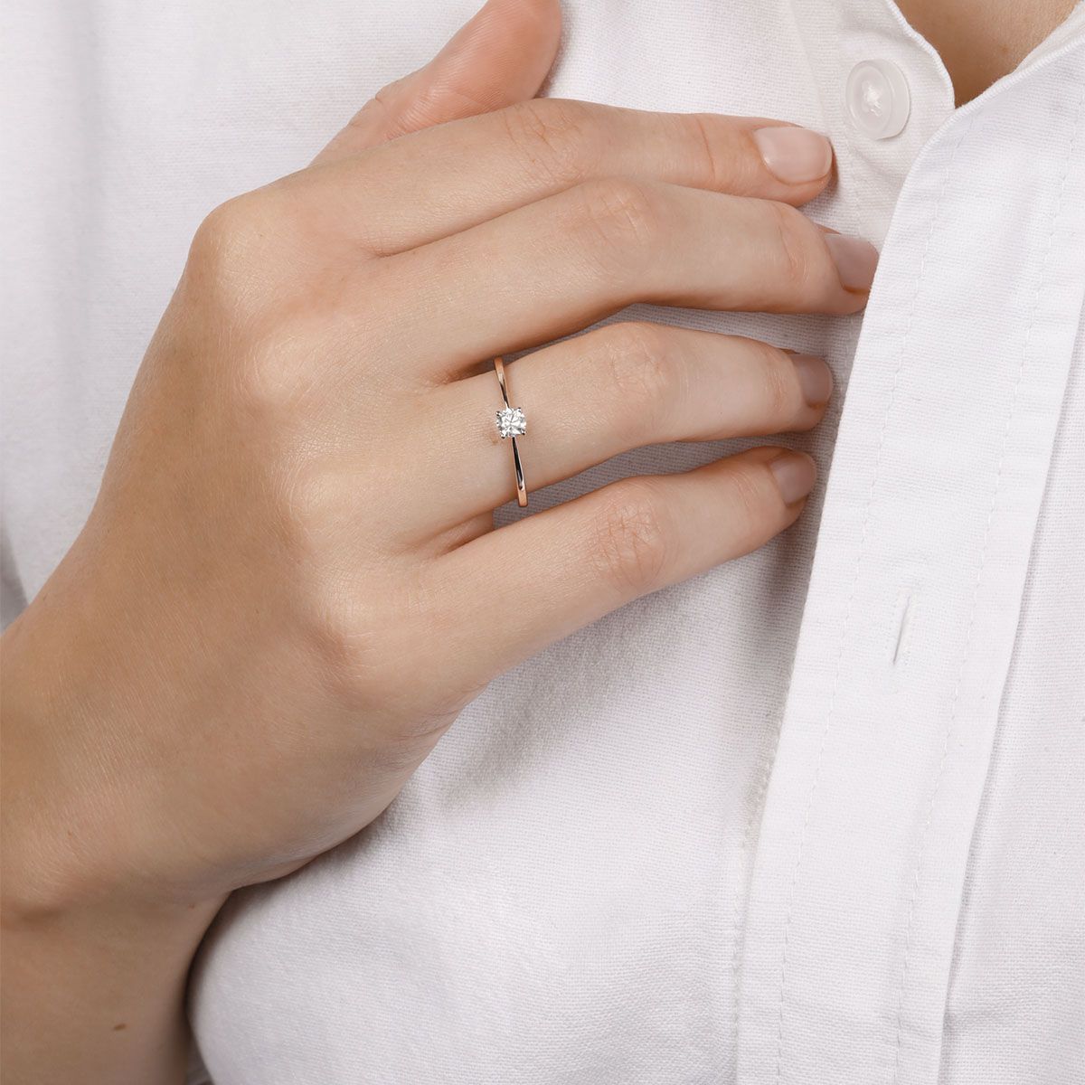 Bague "Solitaire splendide" Diamant Bague "Aventurière" Or blanc et Diamant