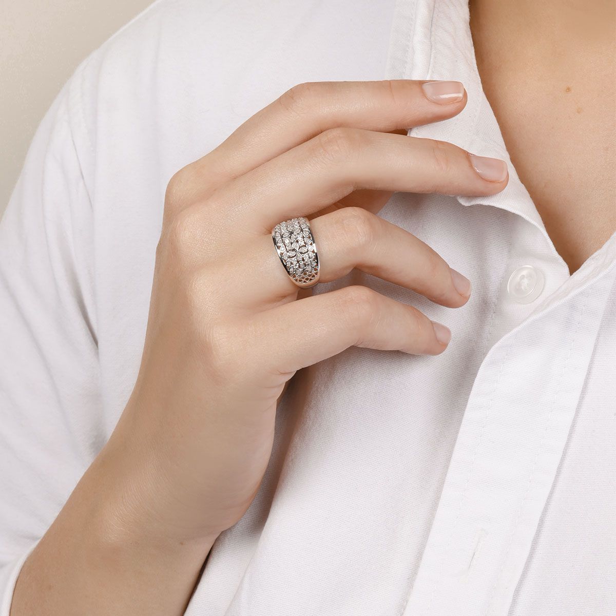 Bague "Flower Explosion" Or blanc et Diamants Bague " Alix" Or blanc et Diamant