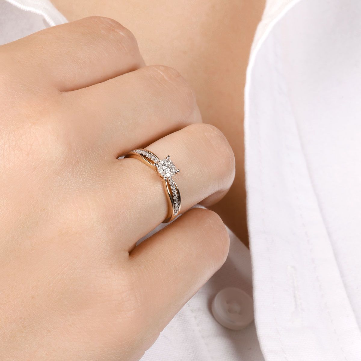 Bague " Eliane" Or jaune et Diamant