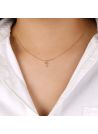 Collier Or Jaune 375/1000"Clef du Cadenas Coeur"Zirconium