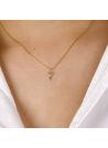 Collier Or Jaune 375/1000"Clef du Cadenas Coeur"Zirconium