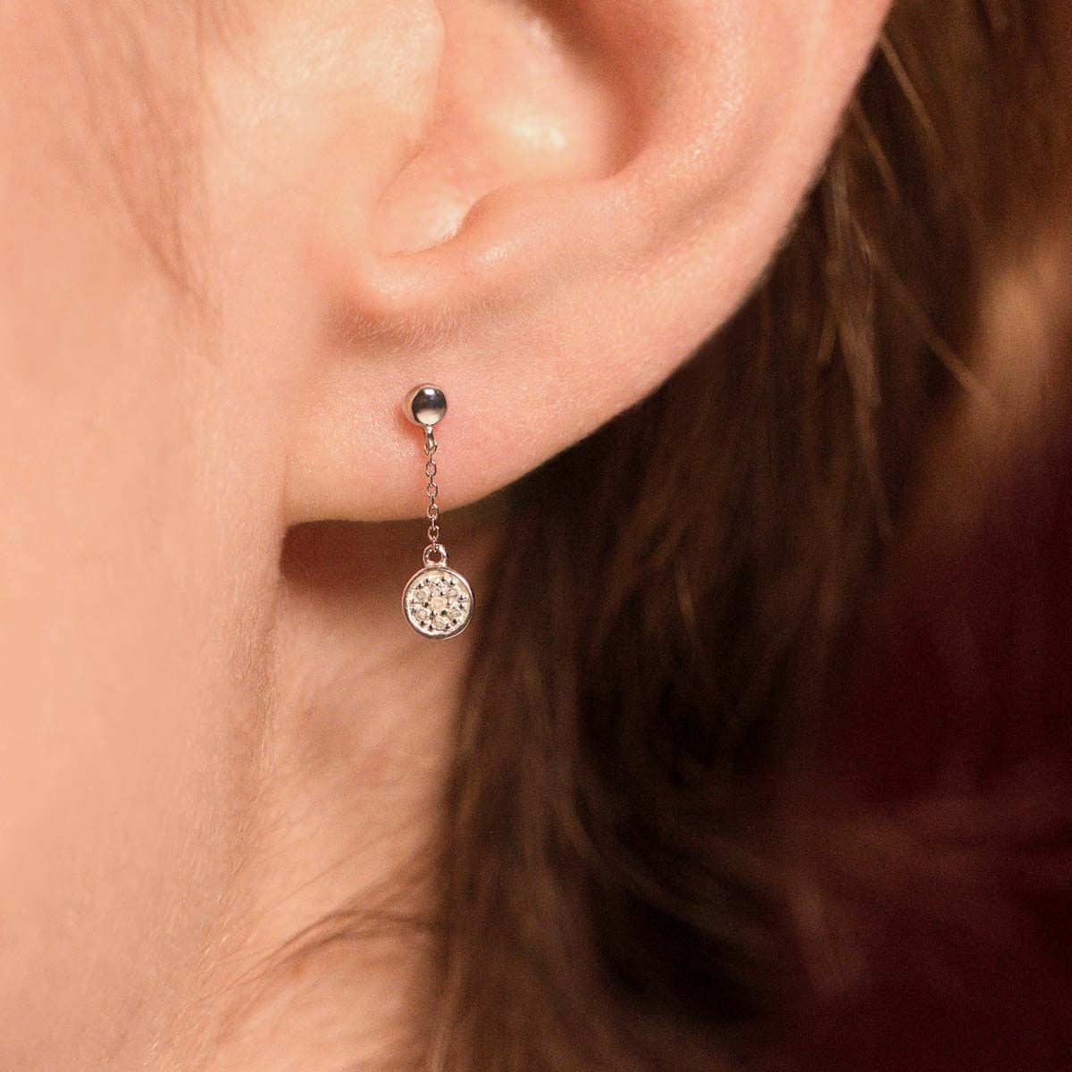 Boucles d'oreilles Or Blanc "COMME SUR UN NUAGE" Diamants 0,01 carat Boucles d'oreilles Or Blanc "COMME SUR UN NUAGE" Diamants 0,01 carat