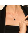 Pendentif Or Blanc Diamant et Saphir