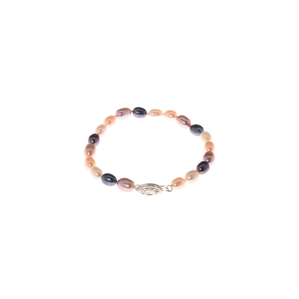 Bracelet argent et perles de culture multicolores "Serpentine"