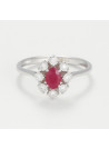 Bague "Amour Brillant" Or blanc et Rubis