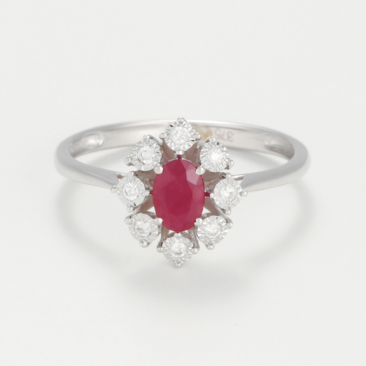Bague "Amour Brillant" Or blanc et Rubis