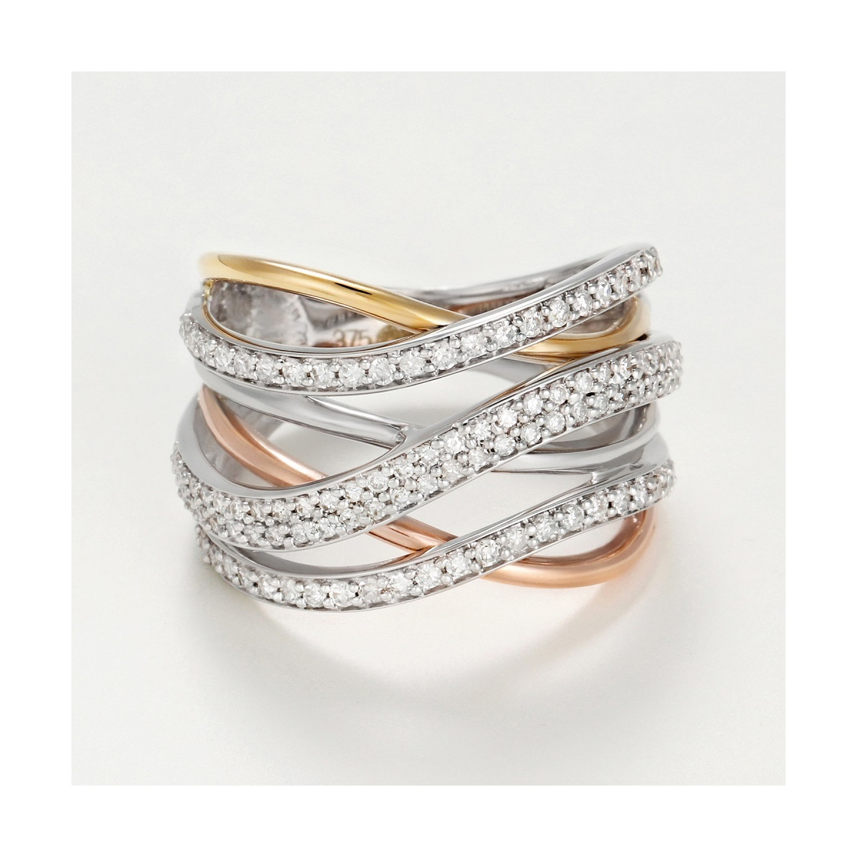 Bague "Amour Radieux" Or tricolore et Diamant