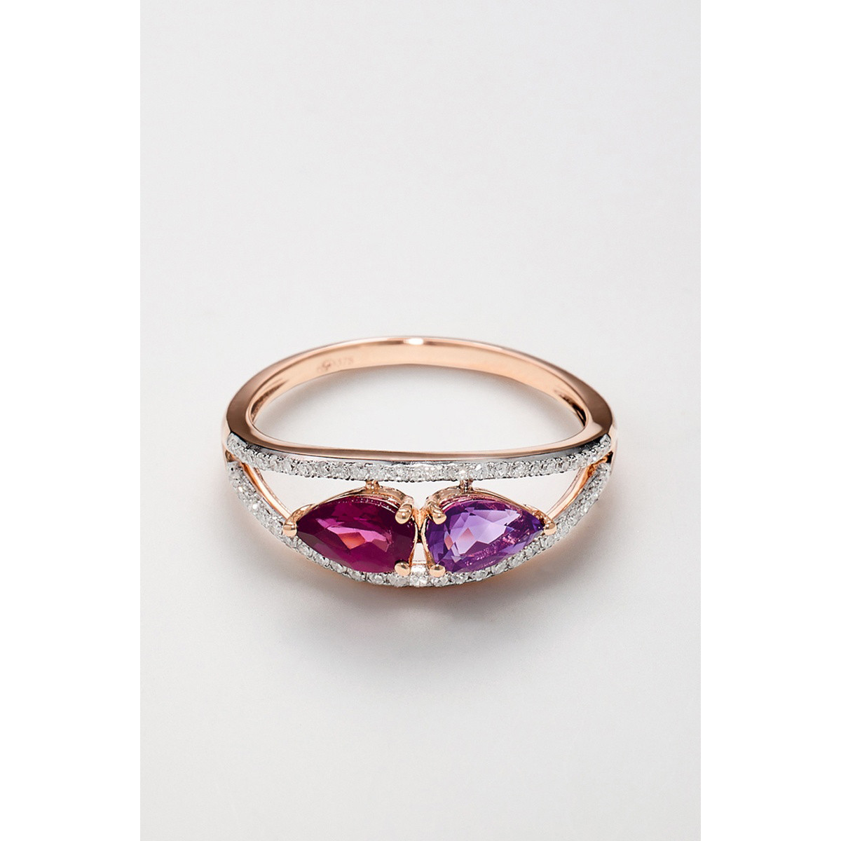 Bague "Complice" Or rose et Multipierres