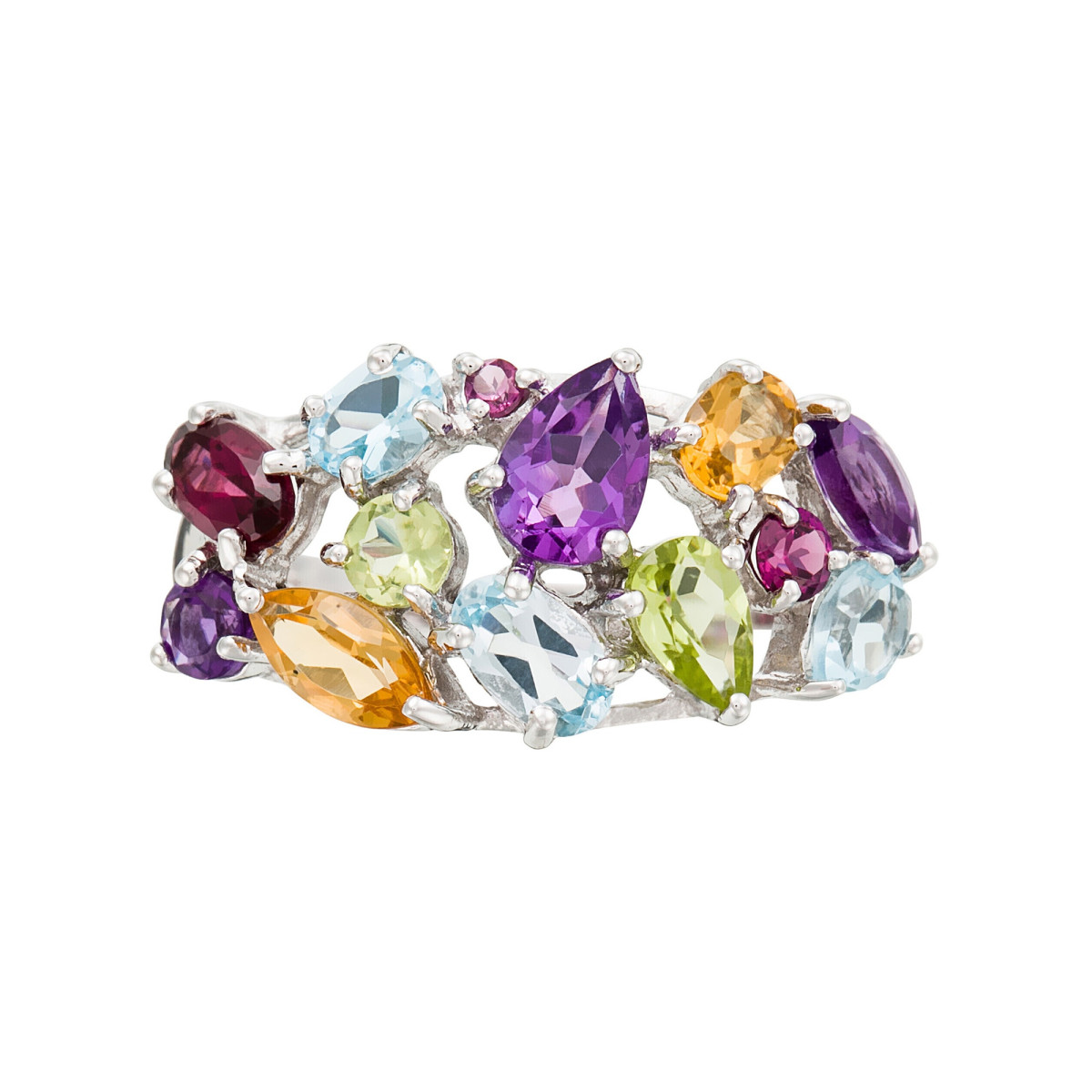 Bague "Culte" Or blanc et Multipierres Bague "Culte" Or blanc et Multipierres