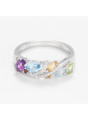 Bague "Éclatante" Or blanc et Multipierres