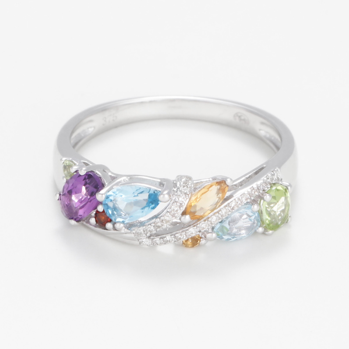 Bague "Éclatante" Or blanc et Multipierres Bague "Éclatante" Or blanc et Multipierres