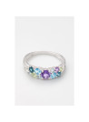 Bague "Enclin Parfait" Or blanc et Multipierres