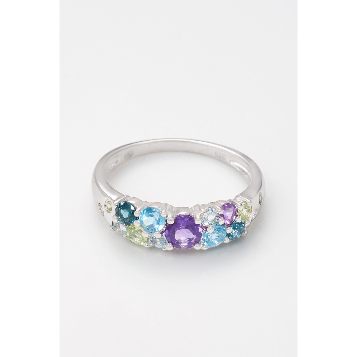 Bague "Enclin Parfait" Or blanc et Multipierres