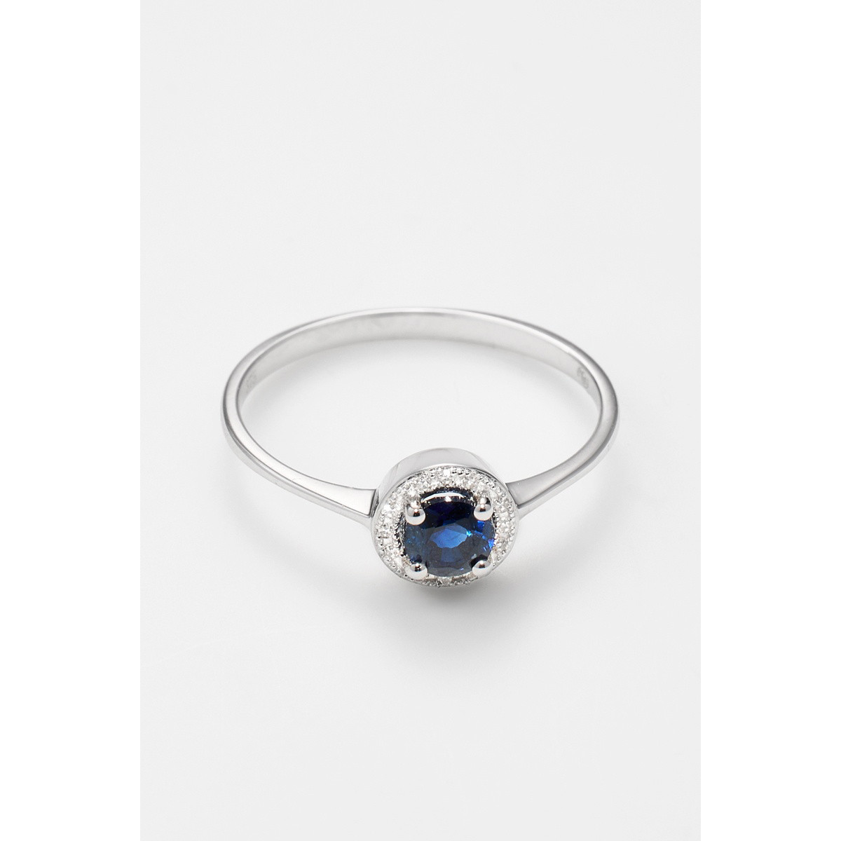 Bague "Engouement Brillant" Or blanc et Saphir