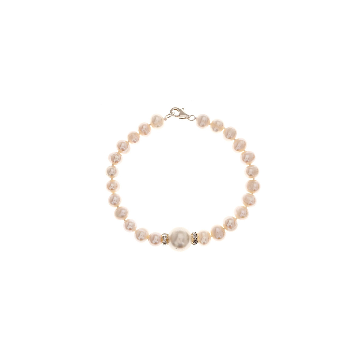 Bracelet classique argent avec perles pour femme Bracelet argent et Perles de culture blanches "Jolie Nacre"