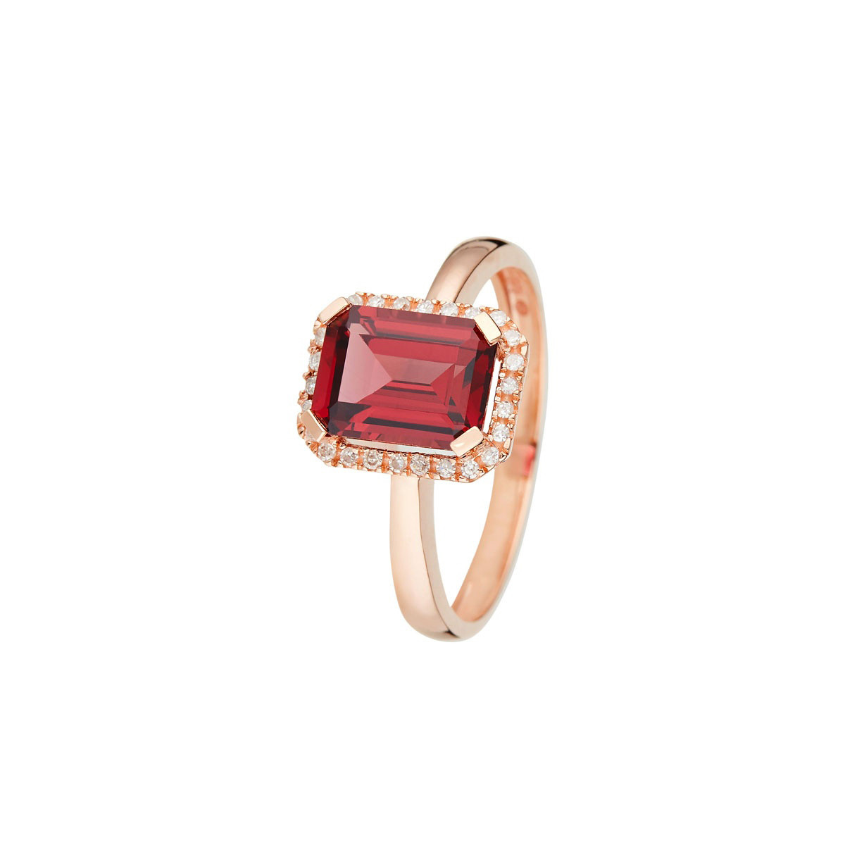 Bague " Elodie" Or rose et Rhodolite