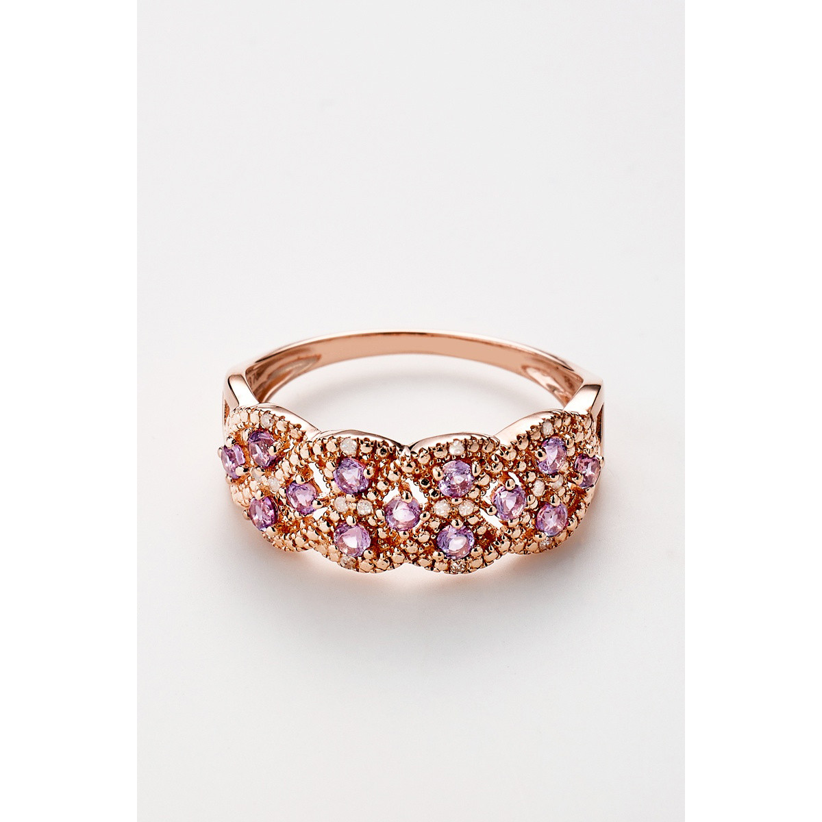 Bague " Marie" Or rose et Multipierres
