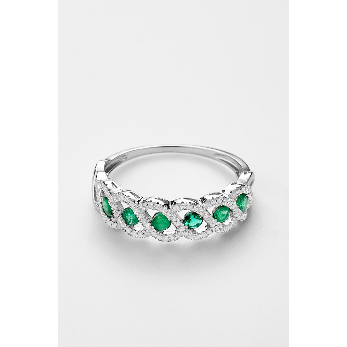 Bague "Mélodie" Or blanc et Grenat Bague "Mélodie" Or blanc et Émeraudes