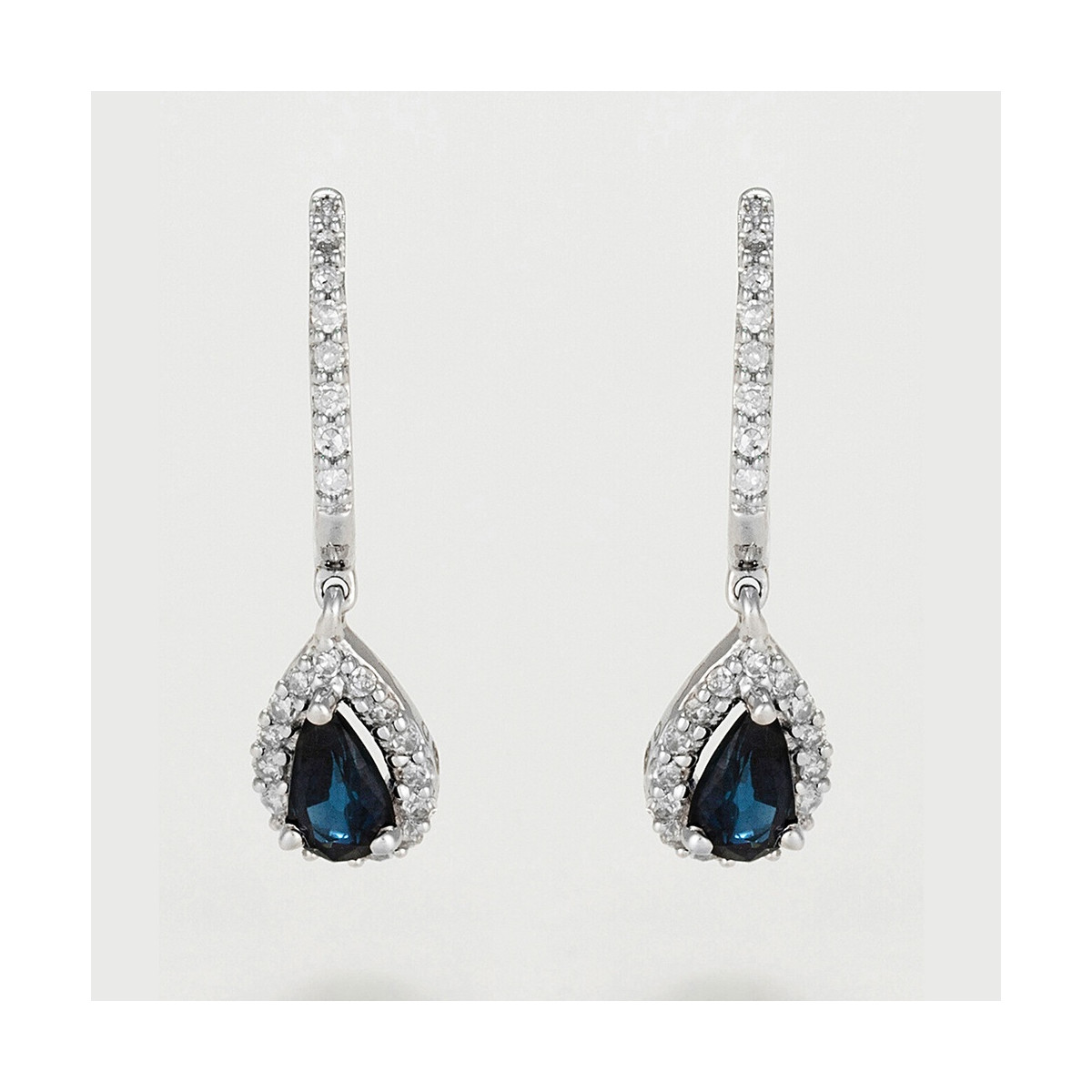 Boucles d'oreilles "Brûlante" Or blanc et Saphir