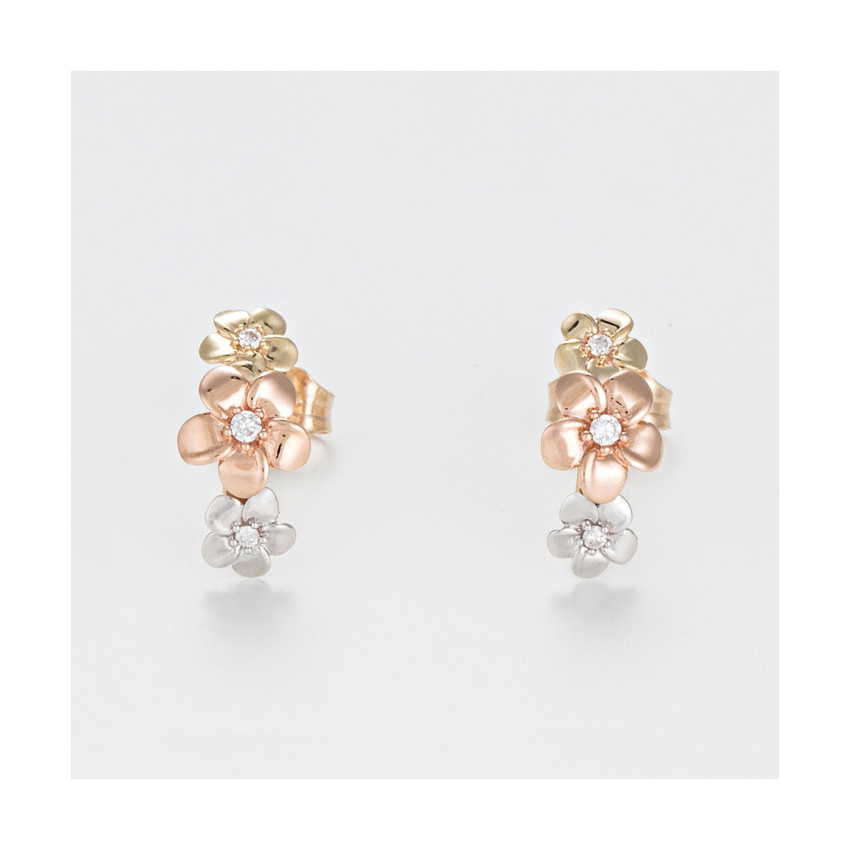 Boucles d'oreilles "Gracile" Or tricolore et Diamant Boucles d'oreilles "Gracile" Or tricolore et Diamant