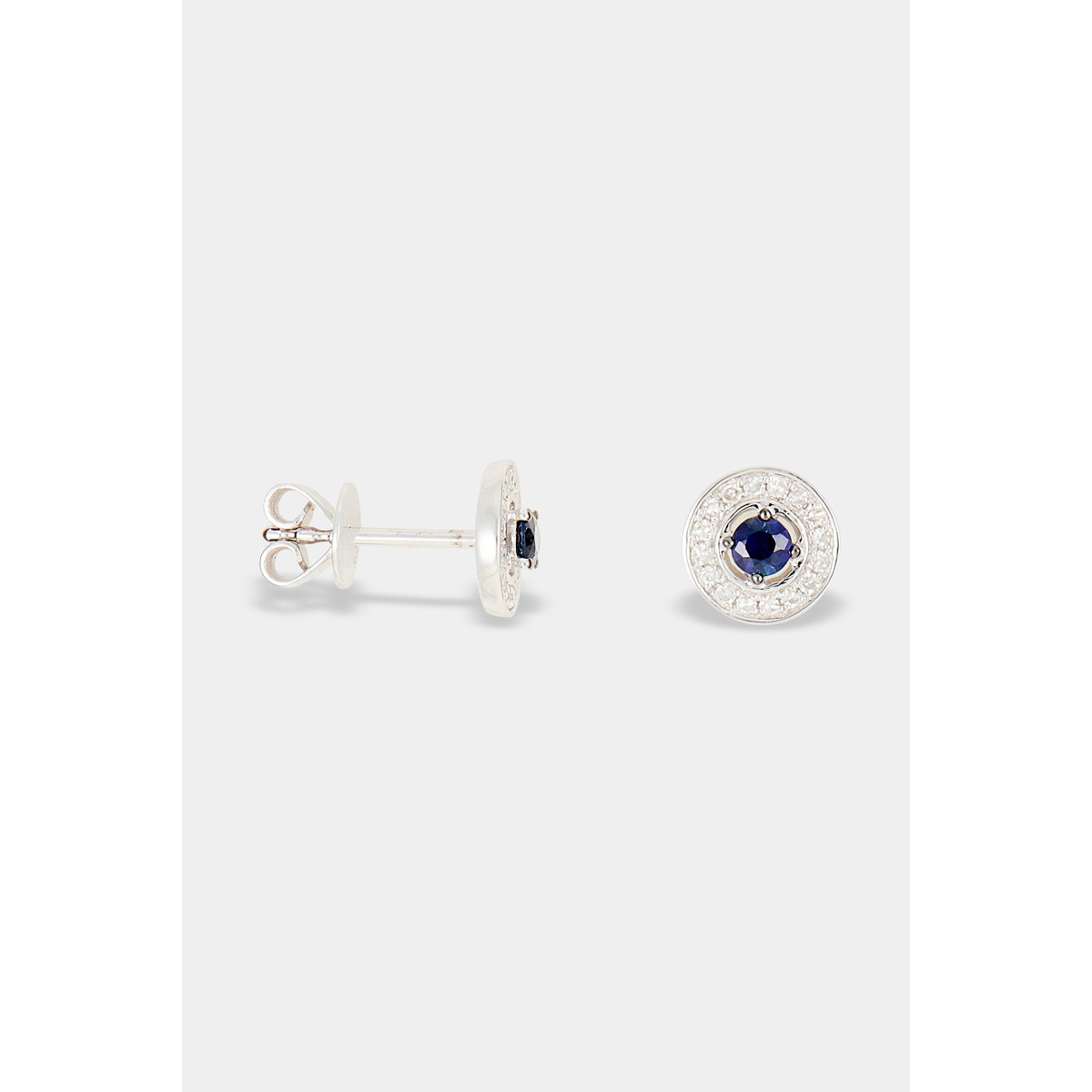 Boucles d'oreilles "Impassible" Or blanc et Saphir