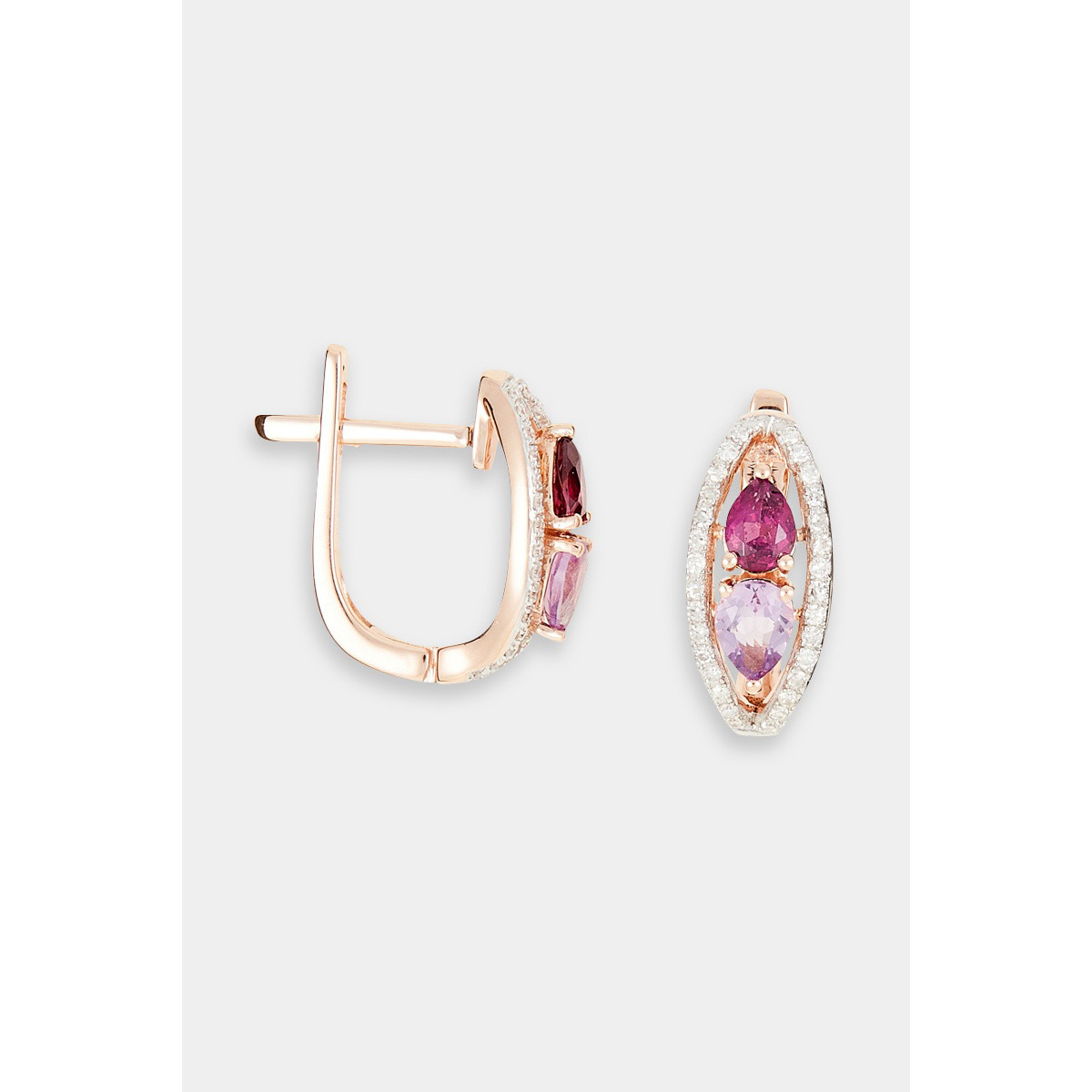 Boucles d'oreilles "Inoubliable" Or rose et Multipierres Boucles d'oreilles "Inoubliable" Or rose et Multipierres
