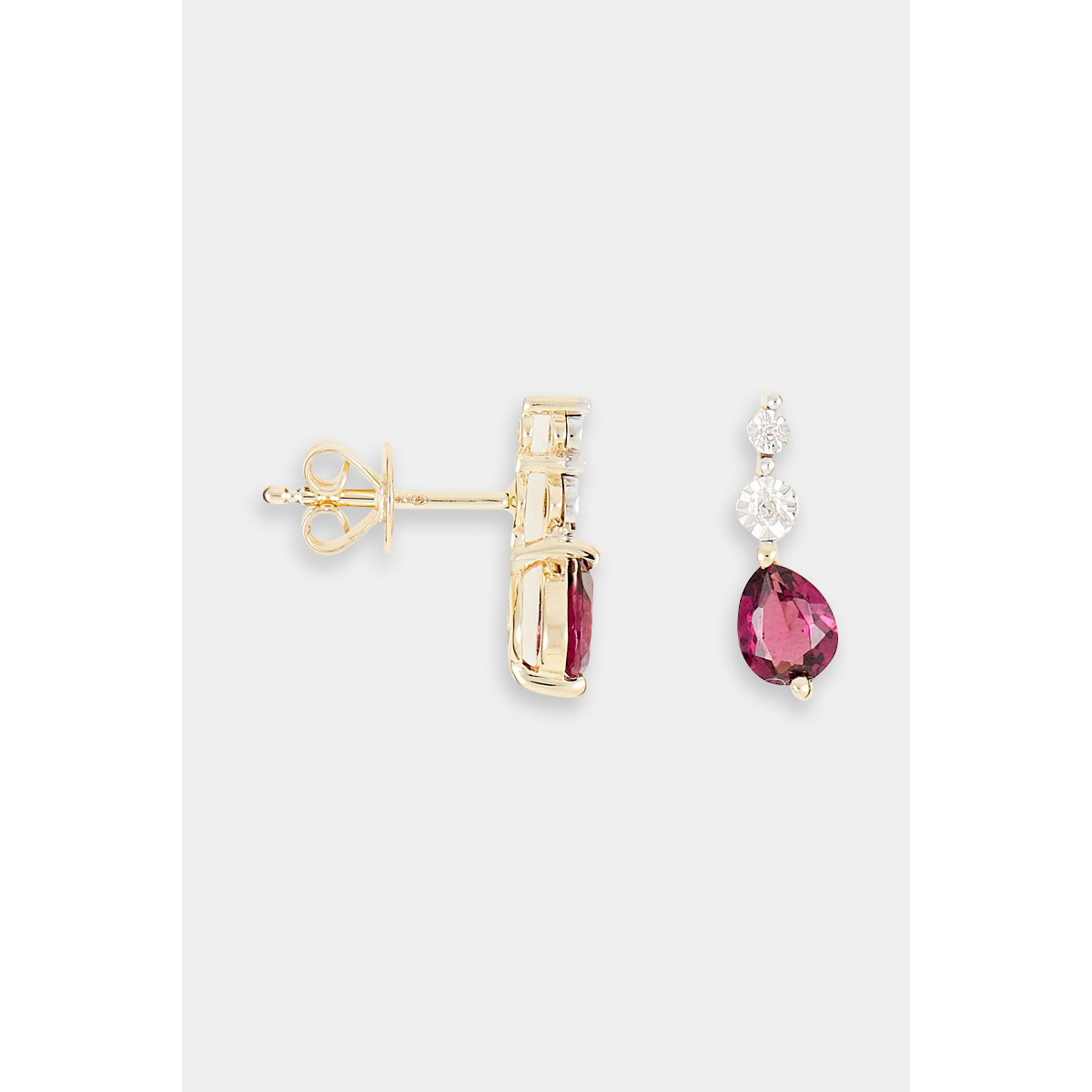 Boucles d'oreilles "Intouchable" Or jaune et Rhodolite