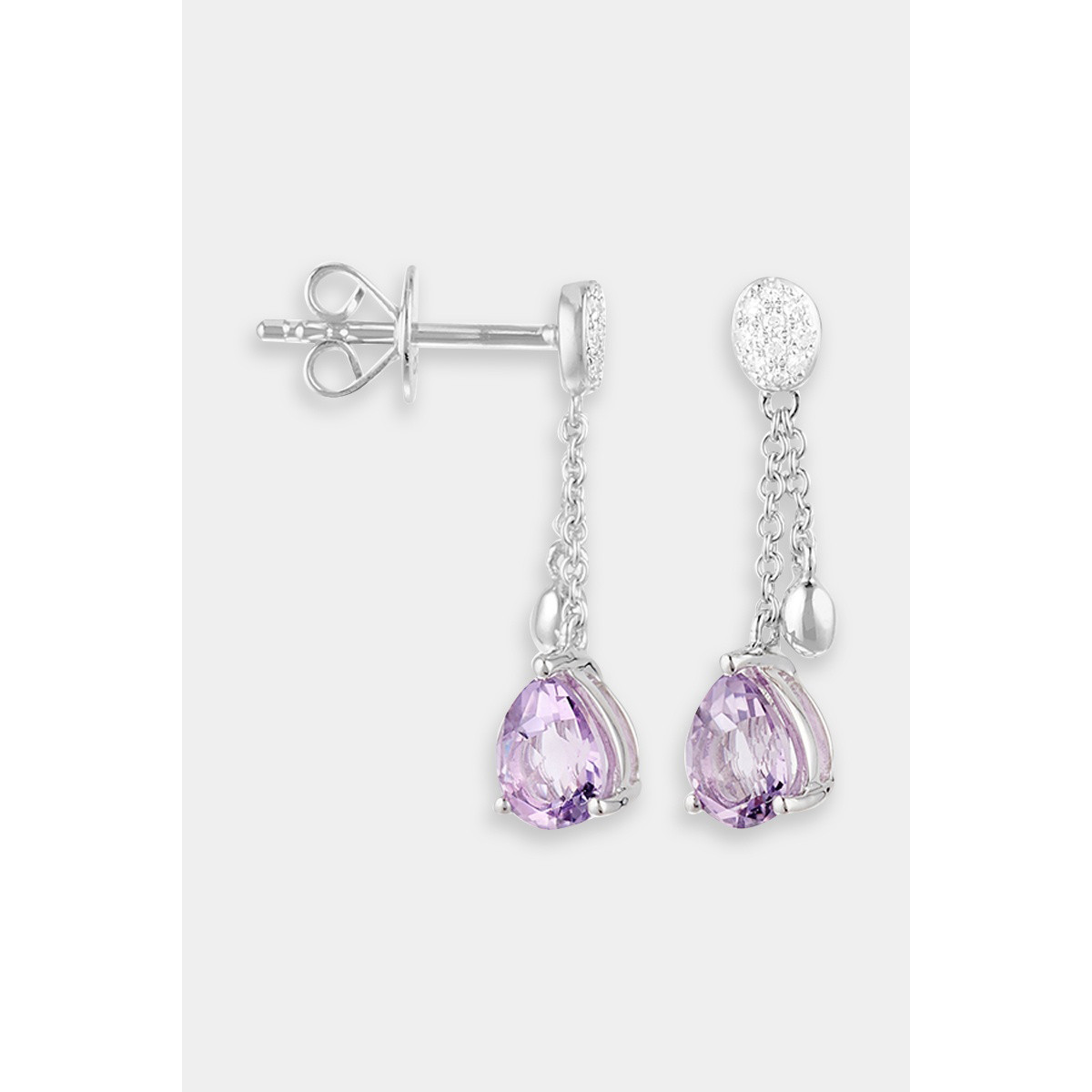 Boucles d'oreilles "Intrigante" Or blanc et Améthyste Boucles d'oreilles "Intrigante" Or blanc et Améthyste