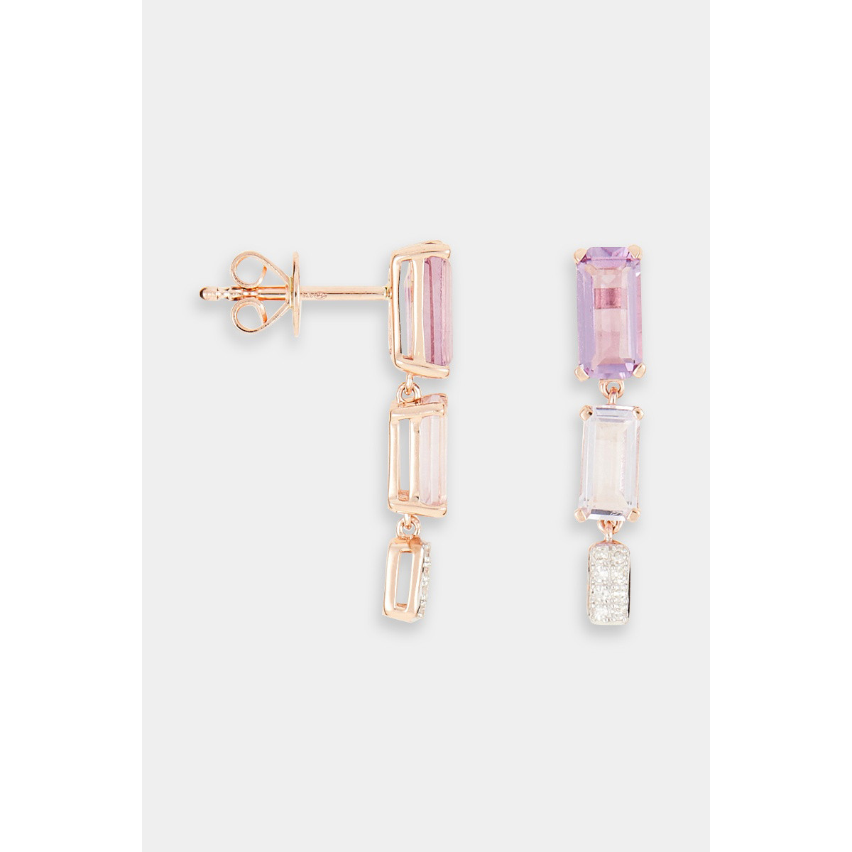 Boucles d'oreilles "Invitante" Or rose et Améthyste Boucles d'oreilles "Invitante" Or rose et Améthyste