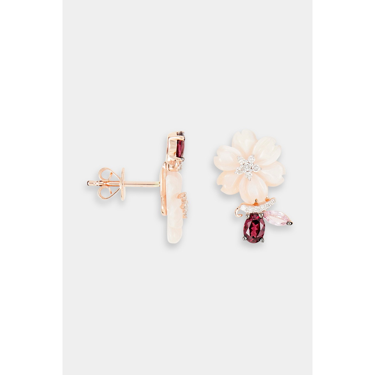 Boucles d'oreilles "Irréelle" Or rose et Multipierres
