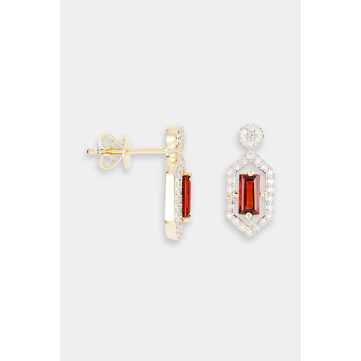 Boucles d'oreilles "La Bienveillante" Or jaune et GRENAT