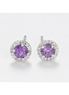 Boucles d'oreilles "L'Impassible" Or blanc et Améthyste