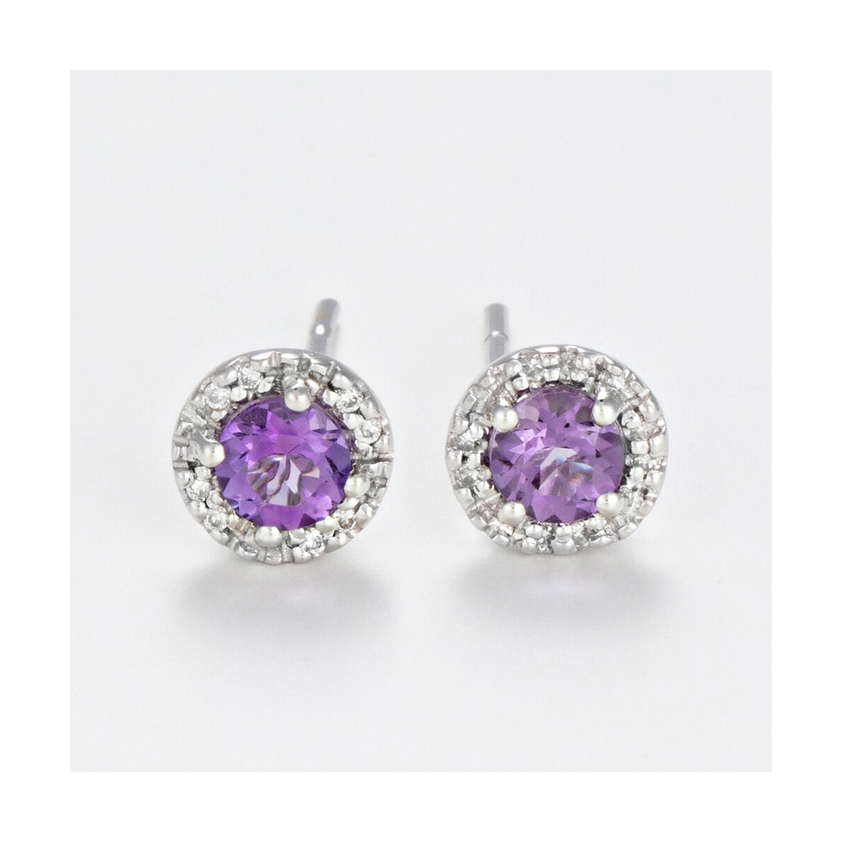 Boucles d'oreilles "L'Impassible" Or blanc et Améthyste Boucles d'oreilles "L'Impassible" Or blanc et Améthyste