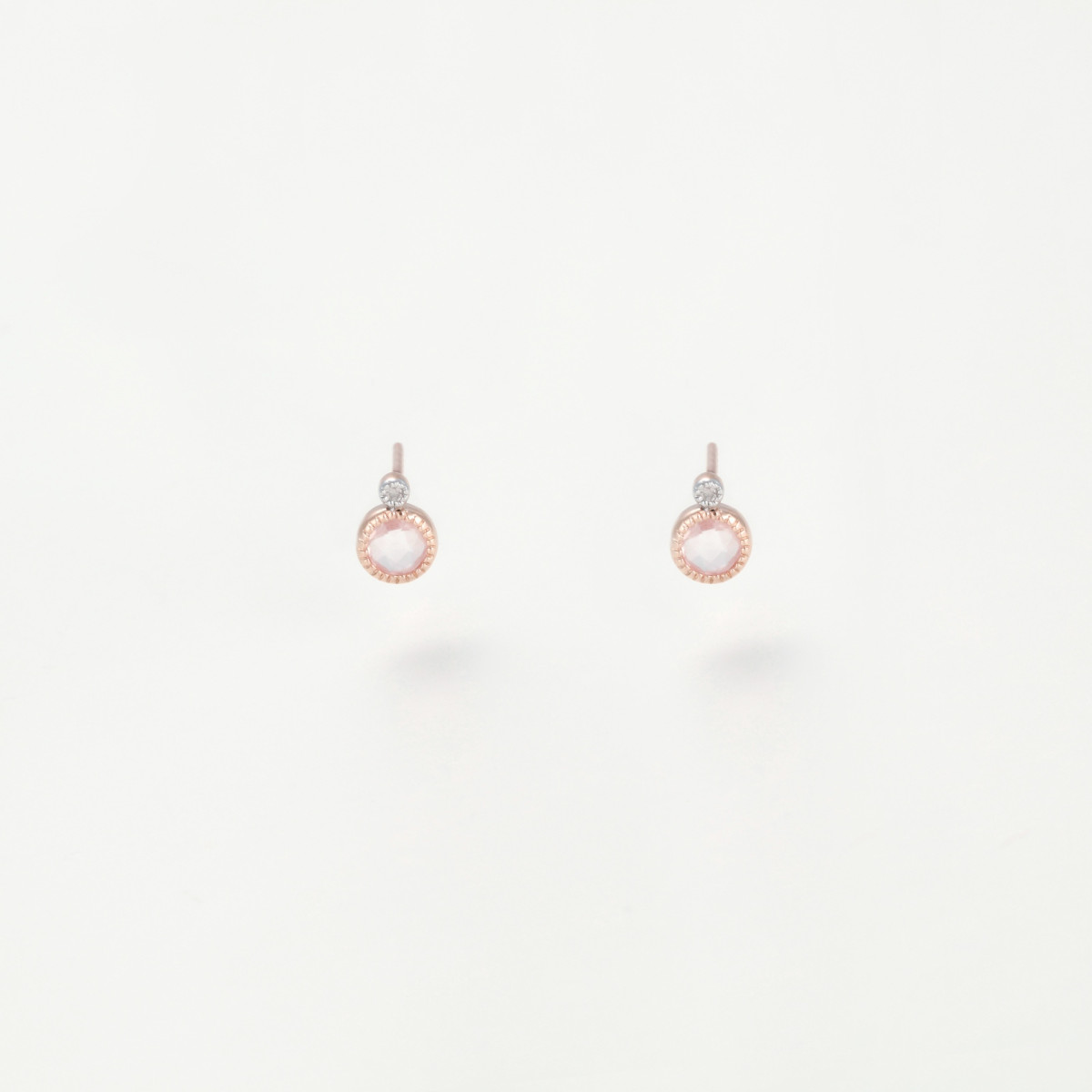Boucles d'oreilles "Lune Radieuse" Or rose et Quartz Boucles d'oreilles "Lune Radieuse" Or rose et Quartz