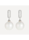 Boucles d'oreilles "Luxuriante" Or blanc et Perle
