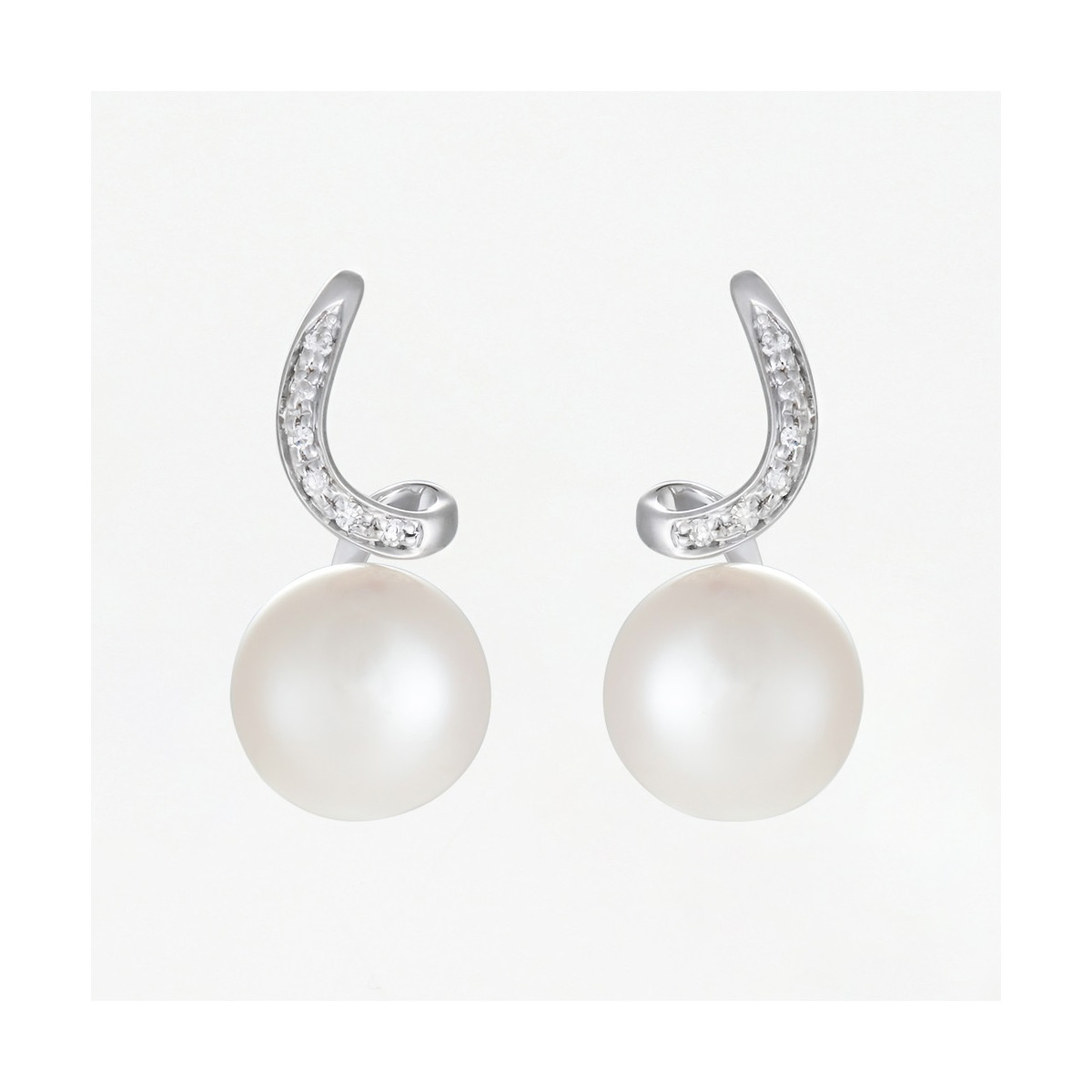 Boucles d'oreilles "Lustrée" Or blanc et Perle Boucles d'oreilles "Lustrée" Or blanc et Perle