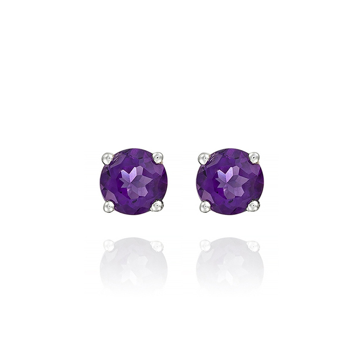 Boucles d'oreilles "Mon Amoureuse" Or blanc et Améthyste