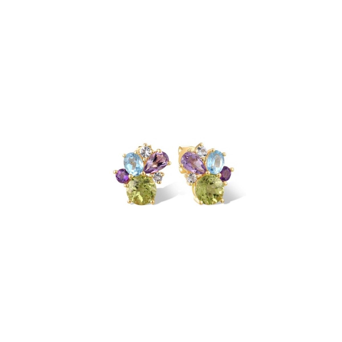 Boucles d'oreilles "Optimiste" Or jaune et Multipierres