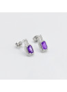 Boucles d'oreilles "Précise" Or blanc et Améthyste