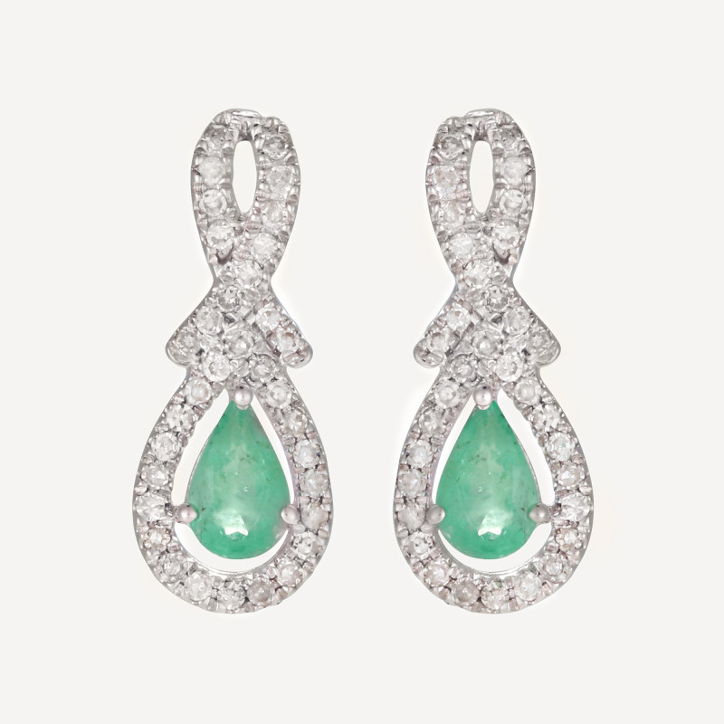Boucles d'oreilles "Prodigieuse" Or blanc et Émeraudes