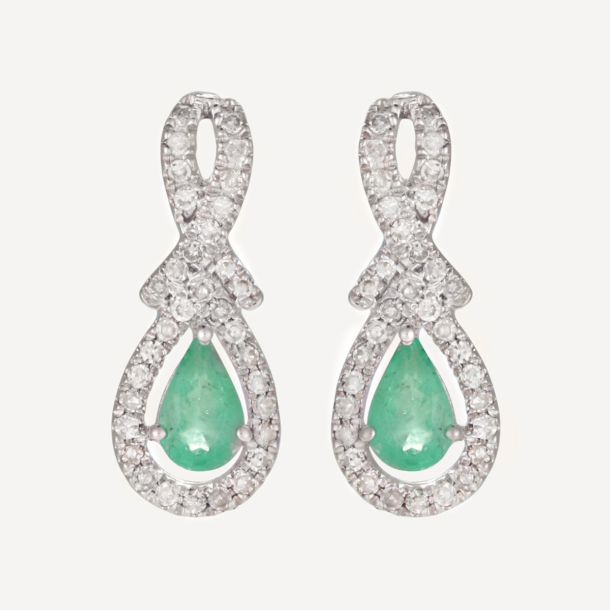 Boucles d'oreilles "Prodigieuse" Or blanc et Grenat Boucles d'oreilles "Prodigieuse" Or blanc et Émeraudes