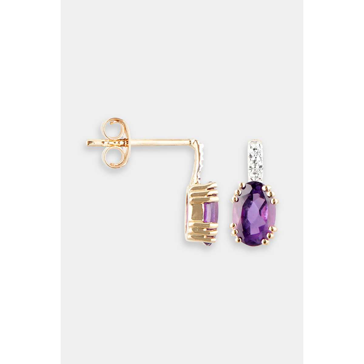 Boucles d'oreilles "Profonde" Or jaune et Améthyste