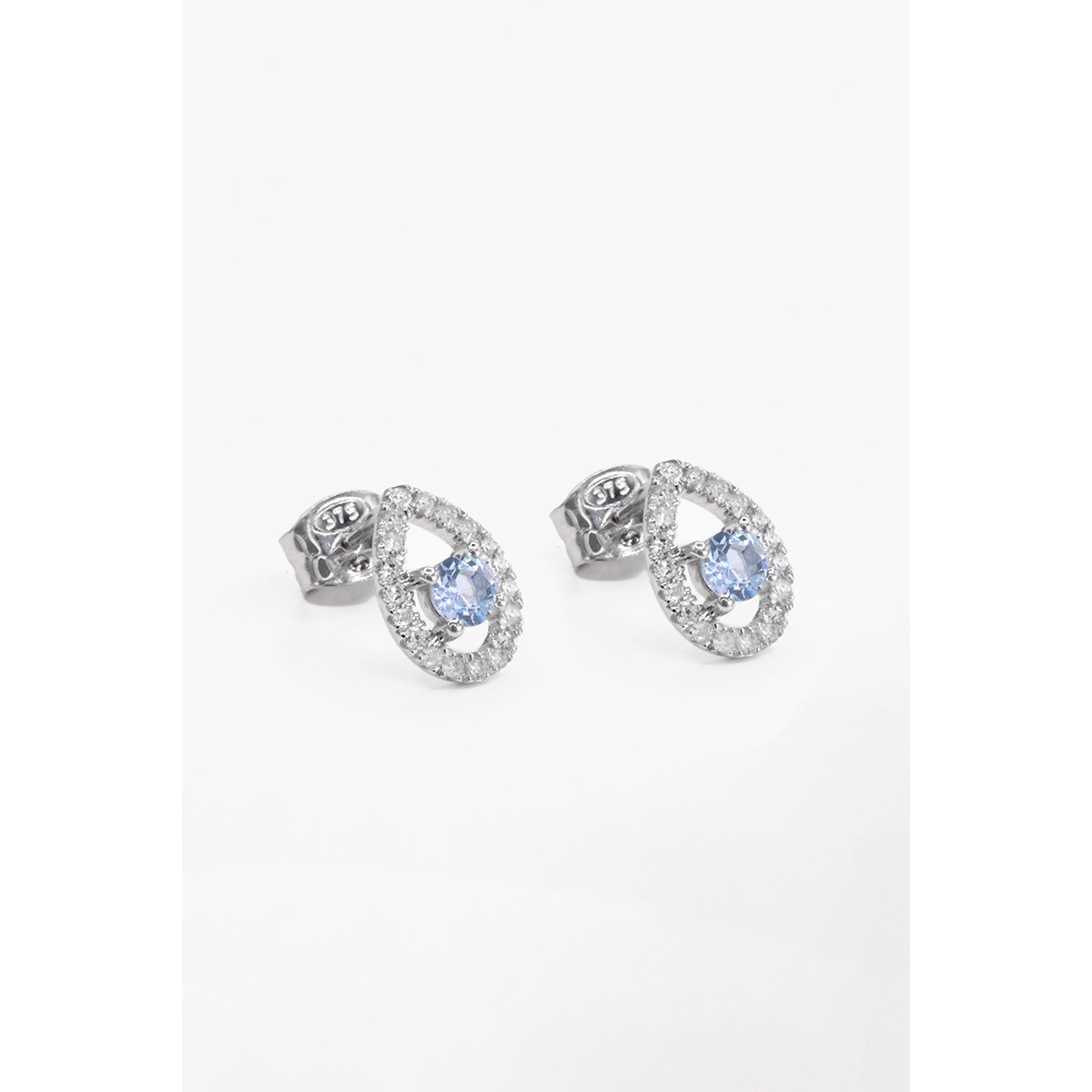 Boucles d'oreilles "Rassurante" Or blanc et Topaze