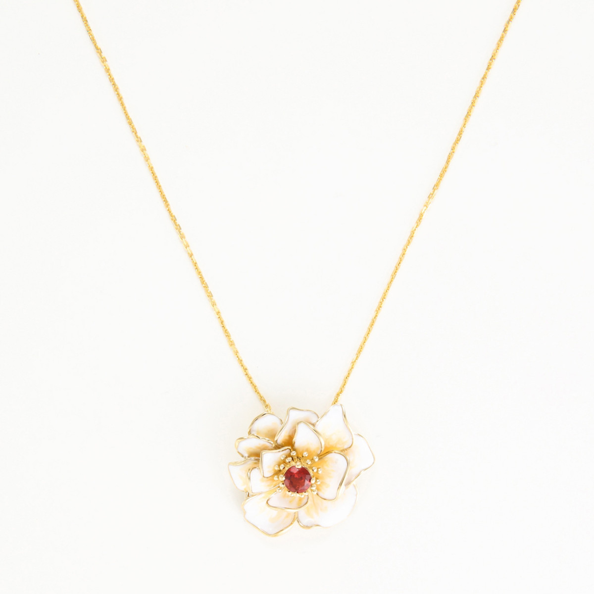 Pendentif "Poséidon Puissant" Or jaune et Grenat Pendentif Fleur Or jaune et Grenat