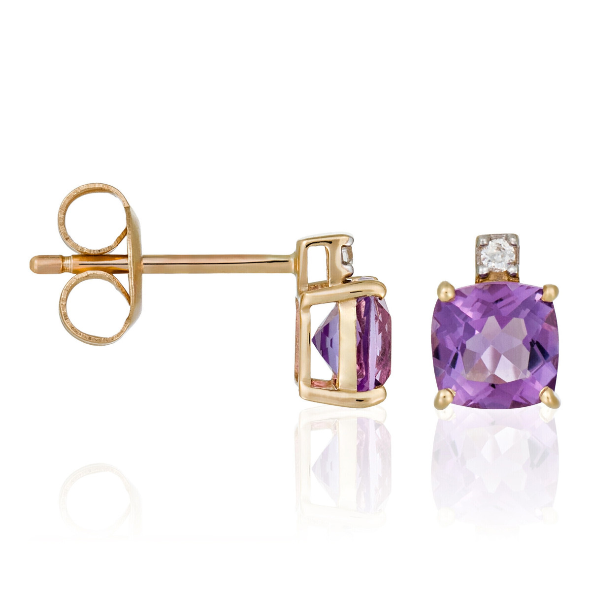 Boucles d'oreilles "Nolwen" Or jaune et Améthyste Boucles d'oreilles "Nolwen" Or jaune et Améthyste