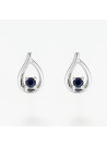 Boucles d'oreilles " Zélie" Or blanc et Saphir