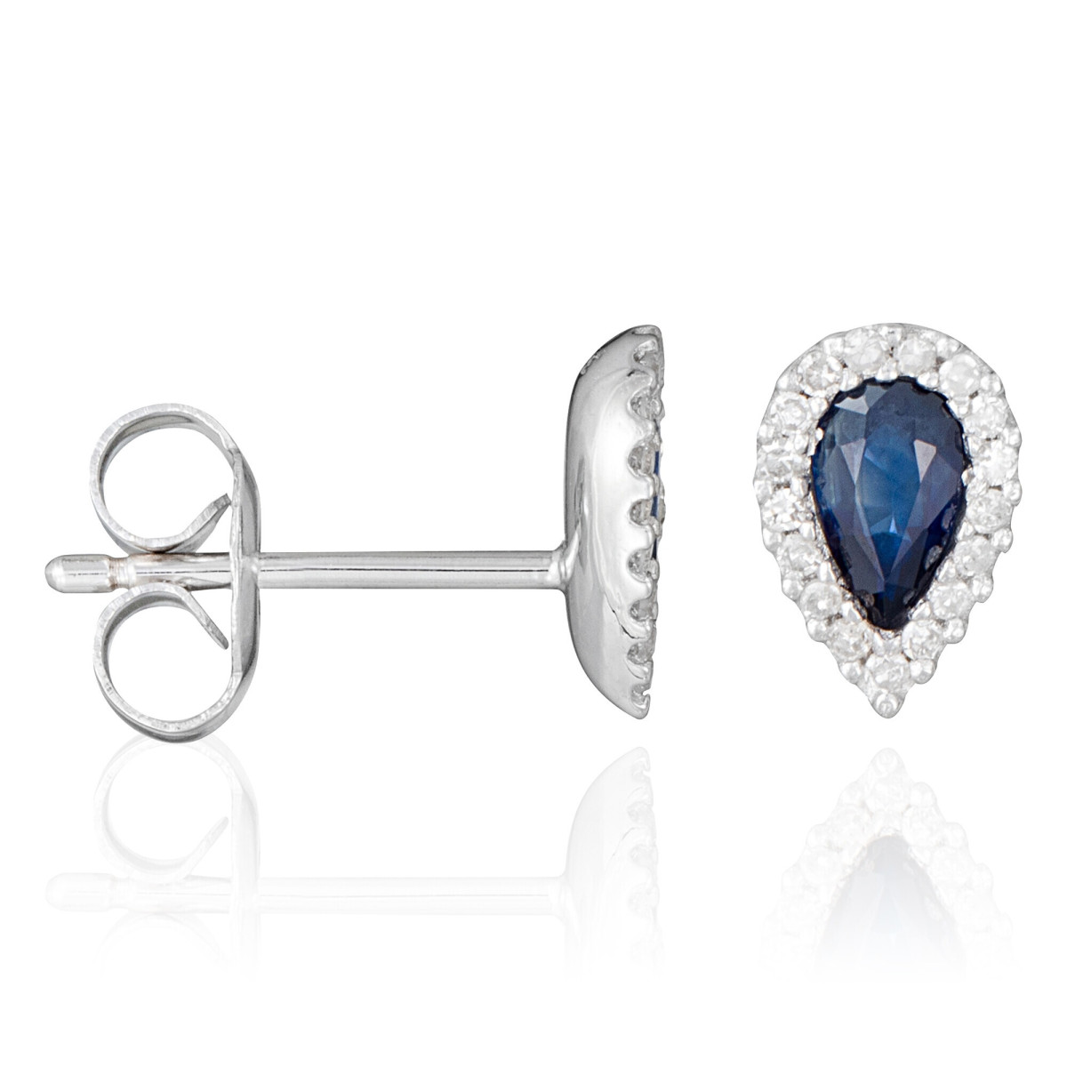 Boucles d'oreilles "Éléonore" Or blanc et Saphir Boucles d'oreilles "Éléonore" Or blanc et Saphir